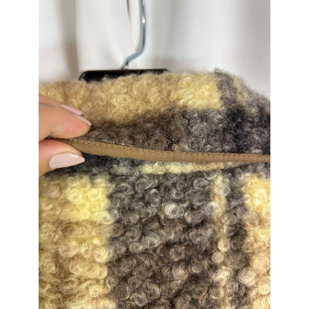 RD Style Plaid Boucle Shacket Jacket Brown Yellow Tan XS Cozy Cabincore - Picture 7 of 8